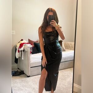 Vegan leather black dress